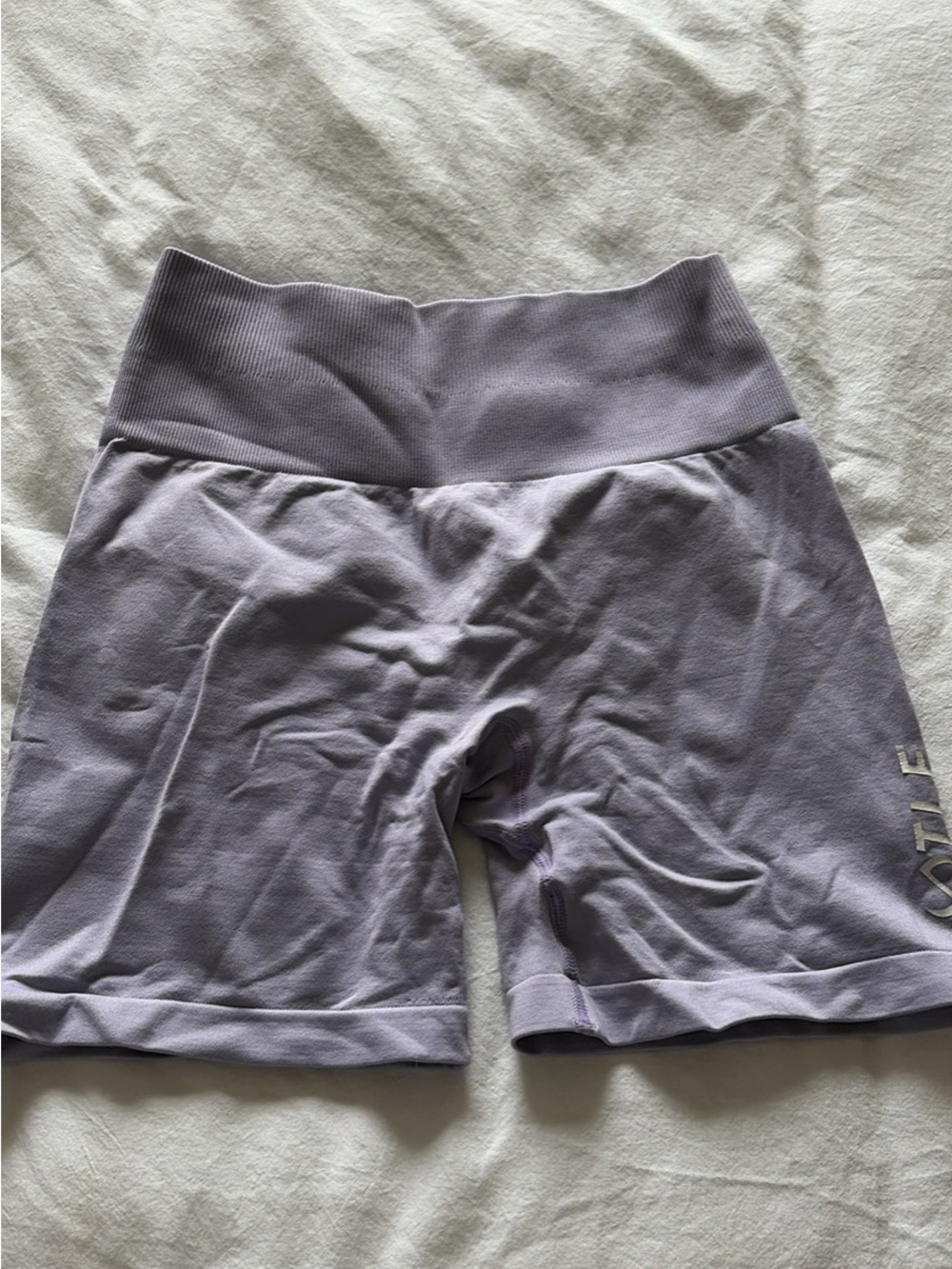 High-Rise Lavender Bike Shorts with Wide Waistband